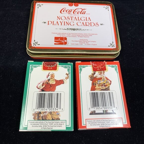 2 Coca-Cola Christmas Nostalgia Playing Cards 2008 1994 LE Keepsake Tins NOS Vtg - Picture 8 of 13